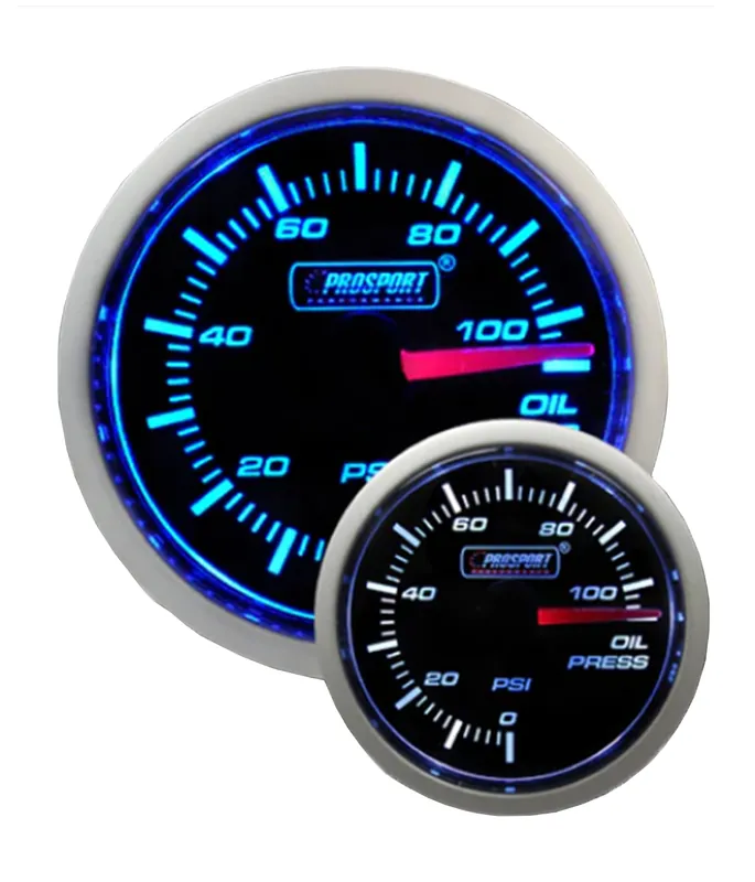 Prosport 2-1/16" Blue/White Oil Pressure Gauge-2-1/16"