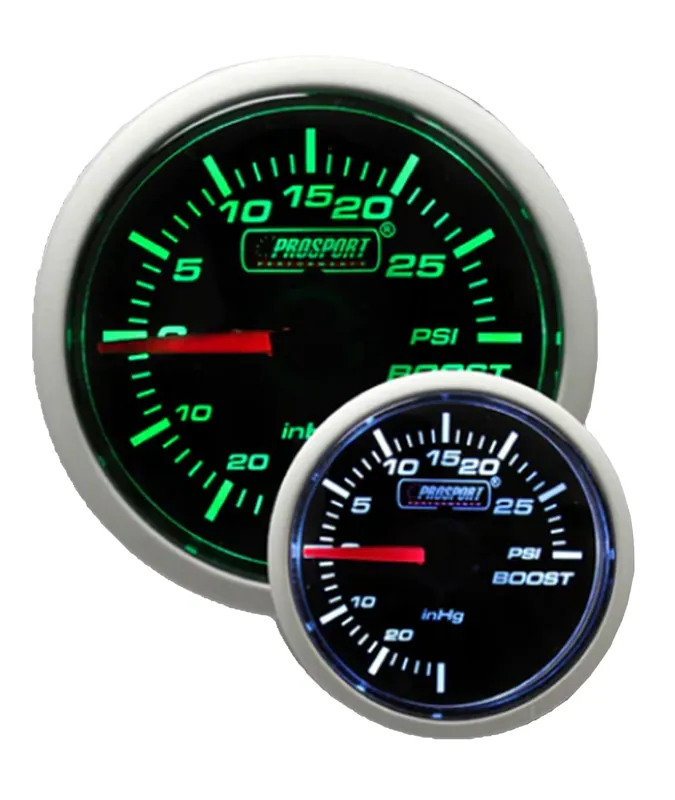 Prosport 2-1/16" Green/White Electrical Boost Gauge