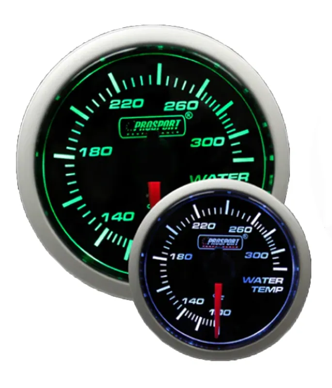 Prosport 2-1/16" Green/White Water Temperature Gauge