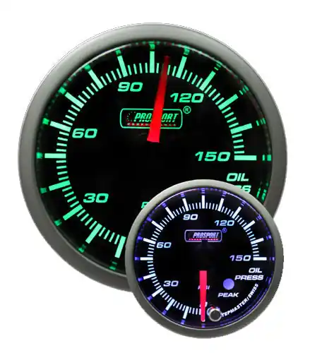 Prosport 2-1/16" Green/White Premium Oil Pressure gauge
