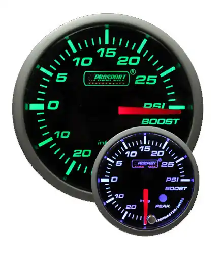 Prosport 2-1/16" Green/White Premium Electric Boost gauge