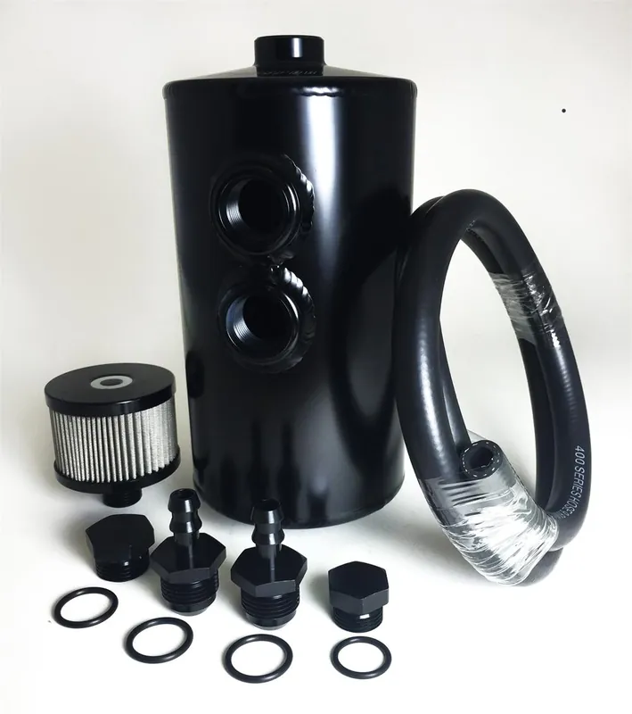 Prosport Aluminum Oil Catch Can Dual Baffle - Black