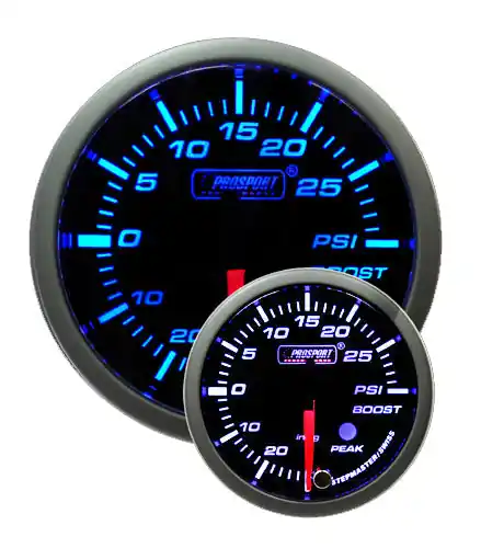 Prosport 2-1/16" Premium Electric Boost gauge Blue/White