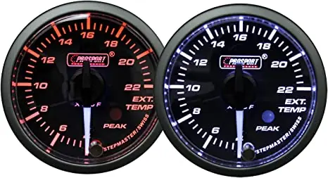 Prosport 2-1/16" Premium White Pointer Clear Lens Amber/White EGT Gauge