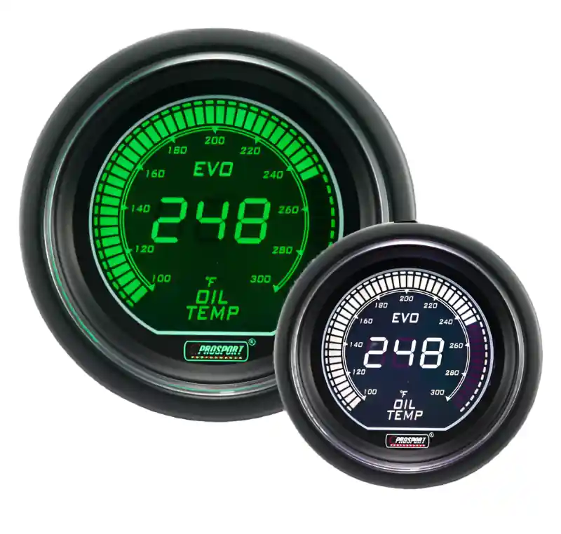 Prosport 2-1/16" Evo Electrical Green and White Oil Temperature Gauge-
