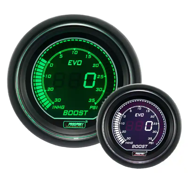 Prosport 2-1/16" Evo Electrical Boost Gauge-Green and White