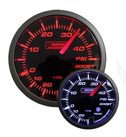Prosport 2-1/16" Premium Amber / White Electric Boost gauge 45 PSI