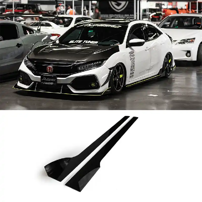 Aeroflow Dynamics 2017-2021 Honda Civic Side Skirt Extension (Civic Hatch/Sedan Type-R) V2