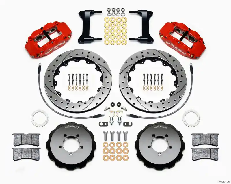 Wilwood Narrow Superlite 6R Front Hat Kit 13.06in Drilled Red 1999-2012 Subaru WRX w/Lines (WIL140-12874-DR)