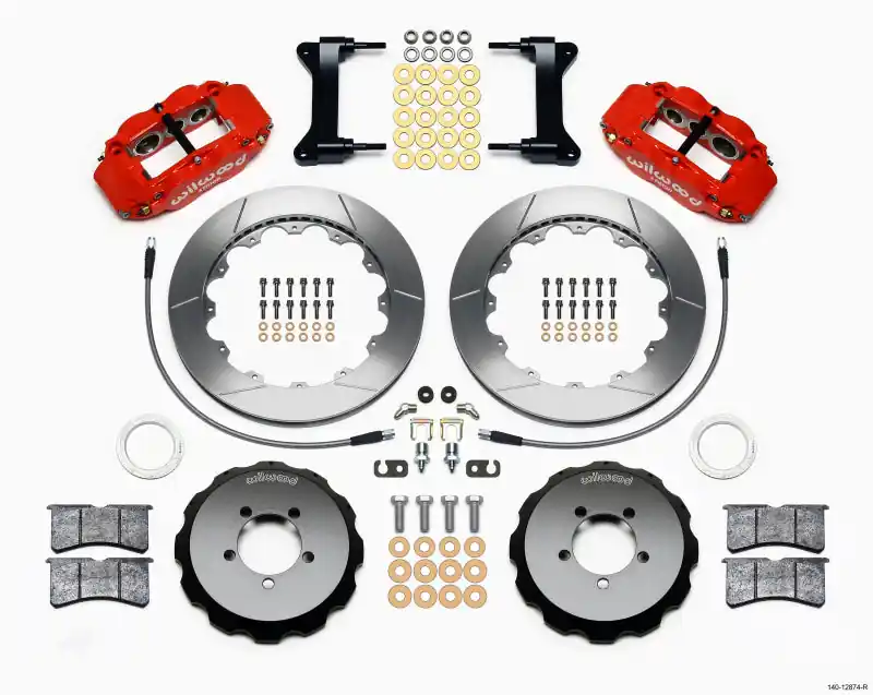 Wilwood Narrow Superlite 6R Front Hat Kit 13.06in Red 1999-2012 Subaru WRX w/Lines (WIL140-12874-R)