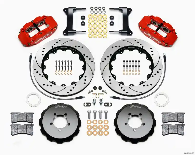 Wilwood Narrow Superlite 6R Front Hat Kit 14.00in Drilled Red 1999-2012 Subaru WRX w/Lines (WIL140-12875-DR)