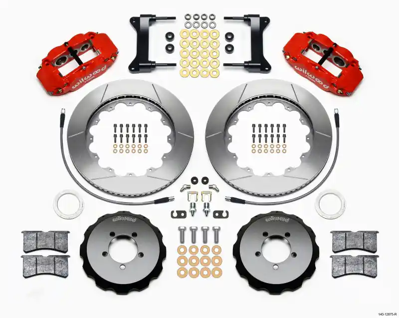 Wilwood Narrow Superlite 6R Front Hat Kit 14.00in Red 1999-2012 Subaru WRX w/Lines (WIL140-12875-R)
