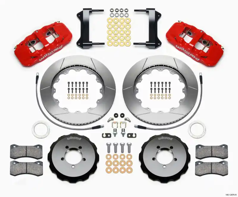 Wilwood AERO6 Front Hat Kit 14.00 Red 1999-2012 Subaru WRX w/Lines (WIL140-12876-R)