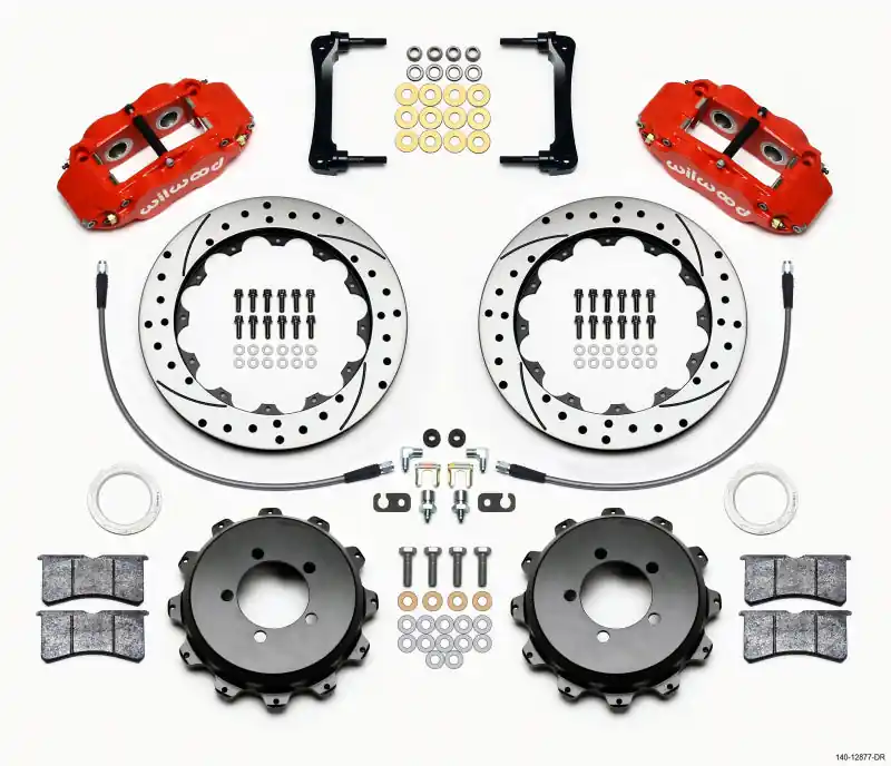 Wilwood Narrow Superlite 4R Rear Kit 12.88in Drilled Red 2008-2012 Subaru WRX w/Lines (WIL140-12877-DR)