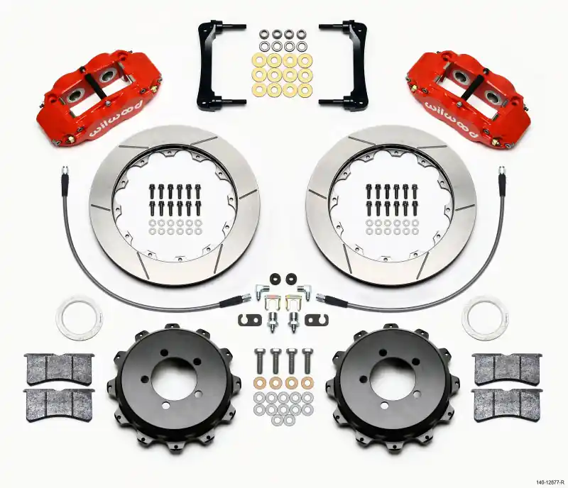 Wilwood Narrow Superlite 4R Rear Kit 12.88in Red 2008-2012 Subaru WRX w/Lines (WIL140-12877-R)