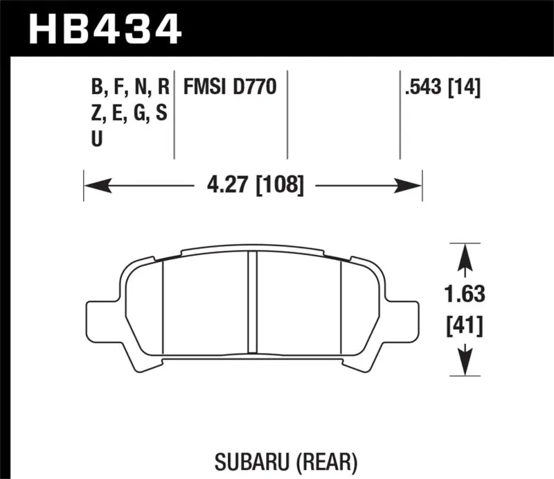 Hawk 02-03 WRX / 05-08 LGT D770 HPS Street Rear Brake Pads (HAWKHB434F.543)