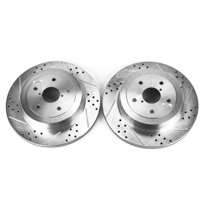 Power Stop 05-07 Subaru Impreza Rear Evolution Drilled & Slotted Rotors - Pair (PSBJBR1118XPR)