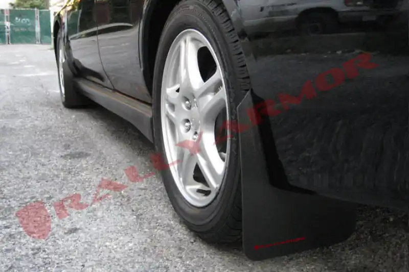 Rally Armor 02-07 Subaru WRX/STI/RS/2.5i (Wagons Req. Mod.) Basic Black Mud Flap w/Red Logo (RALMF1-BAS-RD)