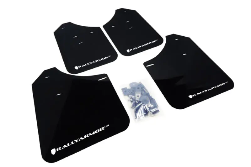Rally Armor 02-07 Subaru WRX/STI/RS/2.5i (Wagons Req. Mod.) Black UR Mud Flap w/White Logo (RALMF1-UR-BLK/WH)