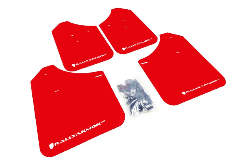 Rally Armor 02-07 Subaru WRX/STI/RS/2.5i (Wagons Req. Mod.) Red UR Mud Flap w/White Logo (RALMF1-UR-RD/WH)