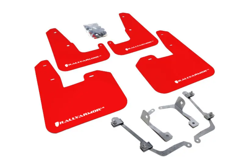 Rally Armor 08-11 Subaru STI (Hatch Only) / 11-14 WRX (Hatch Only) Red UR Mud Flap w/White Logo (RALMF15-UR-RD/WH)