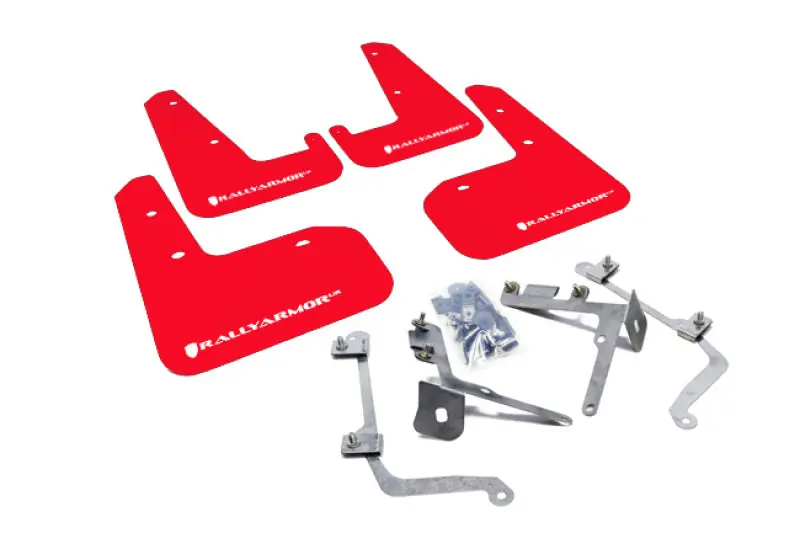 Rally Armor 11-14 Subaru WRX/STI (Sedan Only) Red UR Mud Flap w/White Logo (RALMF19-UR-RD/WH)