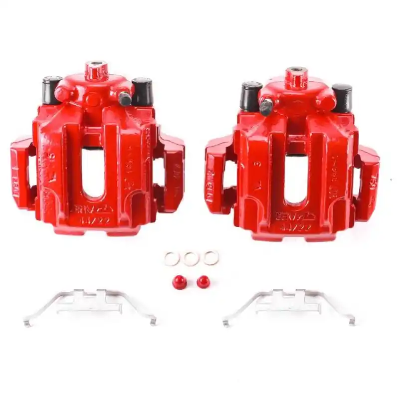 Power Stop 2006 BMW 330i Rear Red Calipers w/Brackets - Pair (PSBS3328)