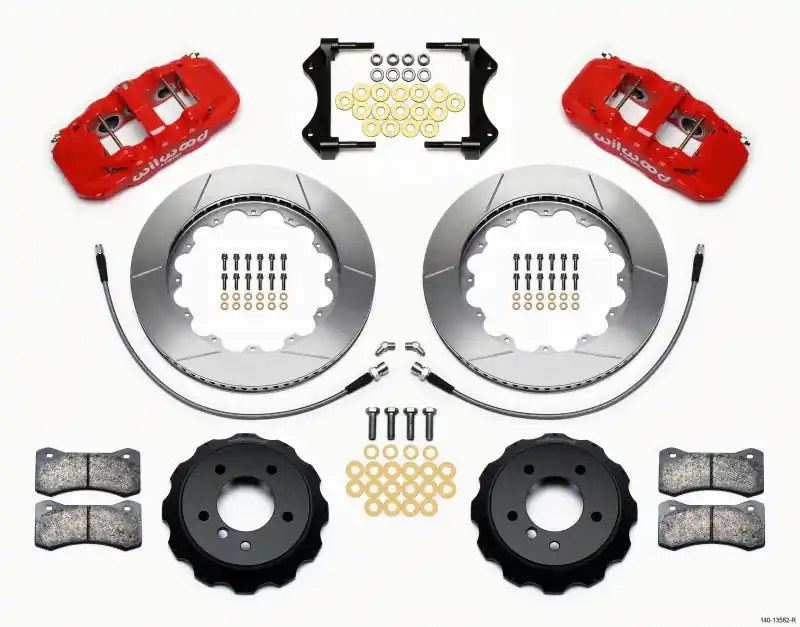 Wilwood AERO6 Front Hat Kit 14.00 Red 2007-2011 BMW E90 Series w/Lines (WIL140-13582-R)