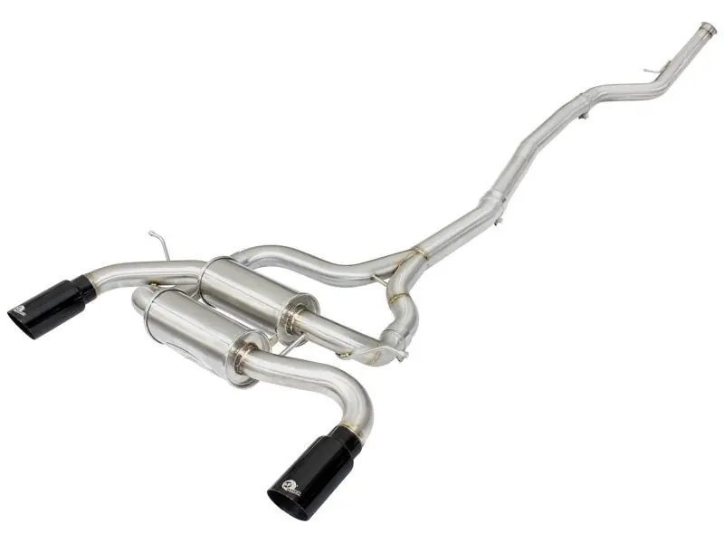 aFe MACHForce XP SS-304 Black Tip 2.5in Dia Cat Back Exhaust 12-14 BMW 335i (F30) 3.0L (t) (AFE49-36326-B)