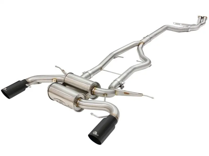 aFe MACHForce XP SS-304 Black Tip 3.0in-2.5in Dia Cat Back Exhaust 11-13 BMW 335i (E90/E92) 3.0L (AFE49-36328-B)