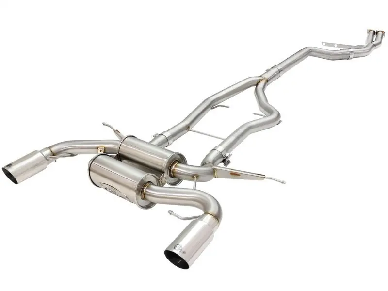 aFe MACHForce XP SS-304 Polish Tip 3.0in-2.5in Dia Cat Back Exhaust 11-13 BMW 335i (E90/E92) 3.0L (AFE49-36328-P)