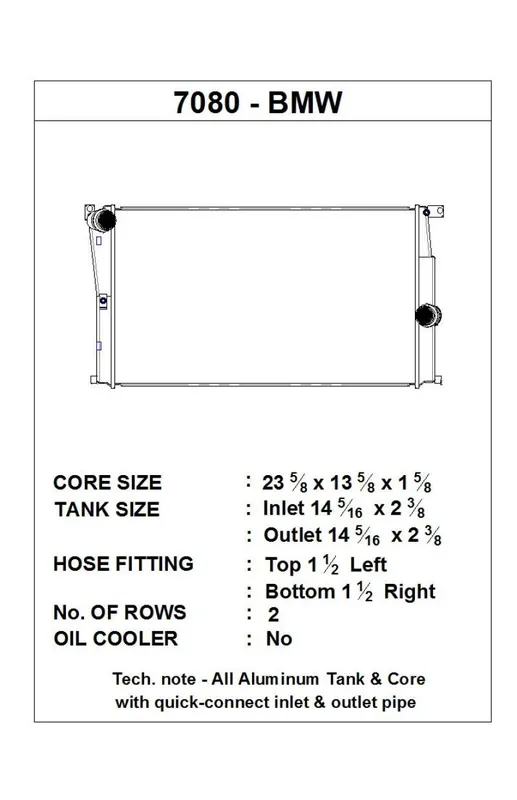 CSF BMW 2 Seires (F22/F23) / BMW 3 Series (F30/F31/F34) / BMW 4 Series (F32/F33/F36) M/T Radiator (CSF7080)