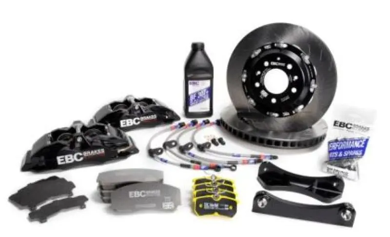 EBC Racing 12-19 BMW 3-Series (F30/F31/F34) Black Apollo-4 Calipers 355mm Rotors Front Big Brake Kit (EBCBBK022BLK-2)