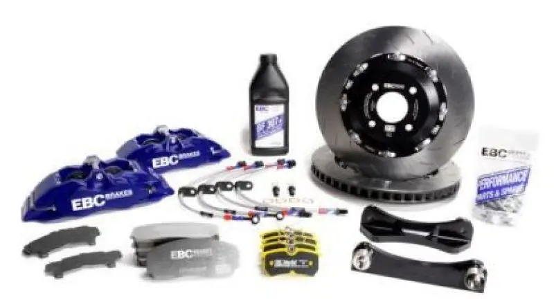 EBC Racing 12-19 BMW 3-Series (F30/F31/F34) Blue Apollo-4 Calipers 355mm Rotors Front Big Brake Kit (EBCBBK022BLU-2)