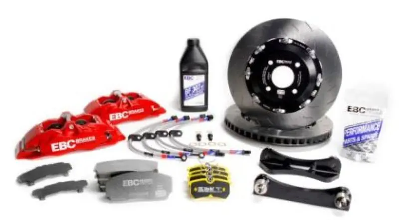 EBC Racing 12-19 BMW 3-Series (F30/F31/F34) Red Apollo-4 Calipers 330mm Rotors Front Big Brake Kit (EBCBBK022RED-1)