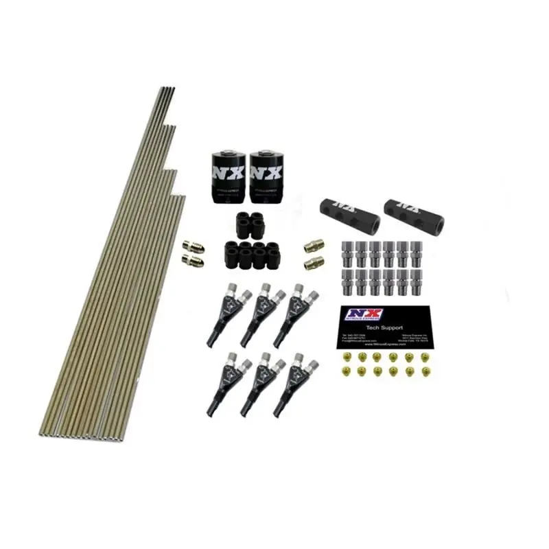 Nitrous Express 6 Cyl Shark Plumb Kit w/2 Solenoids & 150HP Jets Incl Hardware (NEX13391)