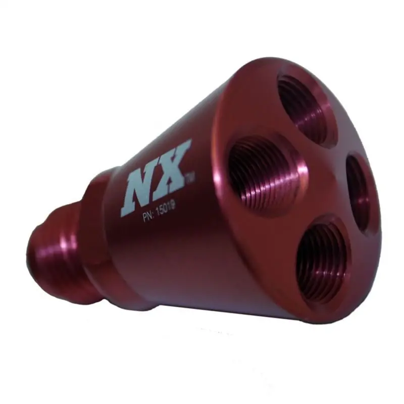Nitrous Express 4 Port Showerhead Distribution Block w/6AN Inlet - Red (NEX15019R)
