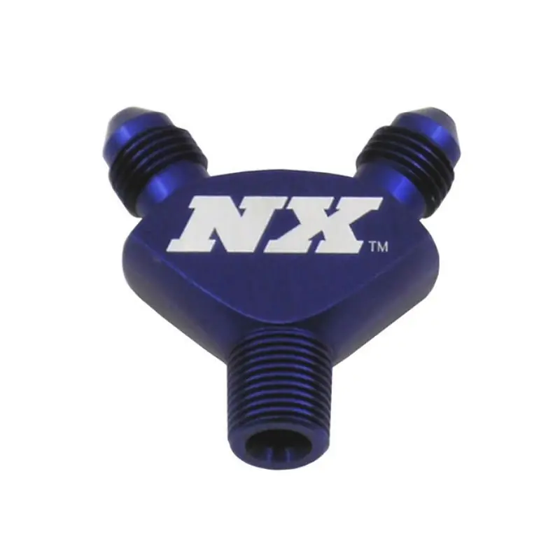 Nitrous Express 1/8NPT x 3AN x 3AN Billet Pure-Flo Y Fitting - Blue (NEX16078)