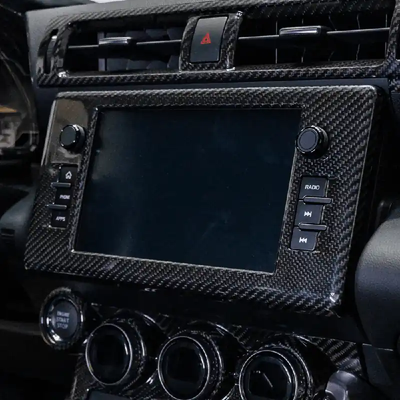 JDMuscle 22+ BRZ/GR86 Tanso Dry Carbon Fiber Center Mutimedia/ Radio Screen Cover w/ Gloss Finish