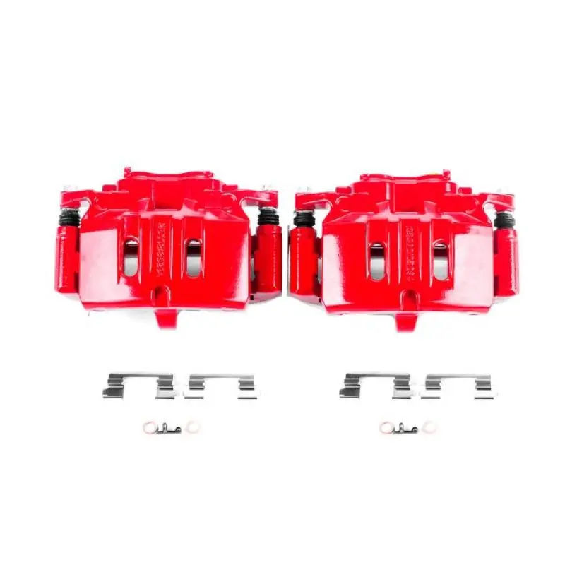 Power Stop 15-17 Ford Mustang Front Red Calipers w/Brackets - Pair (PSBS15008)