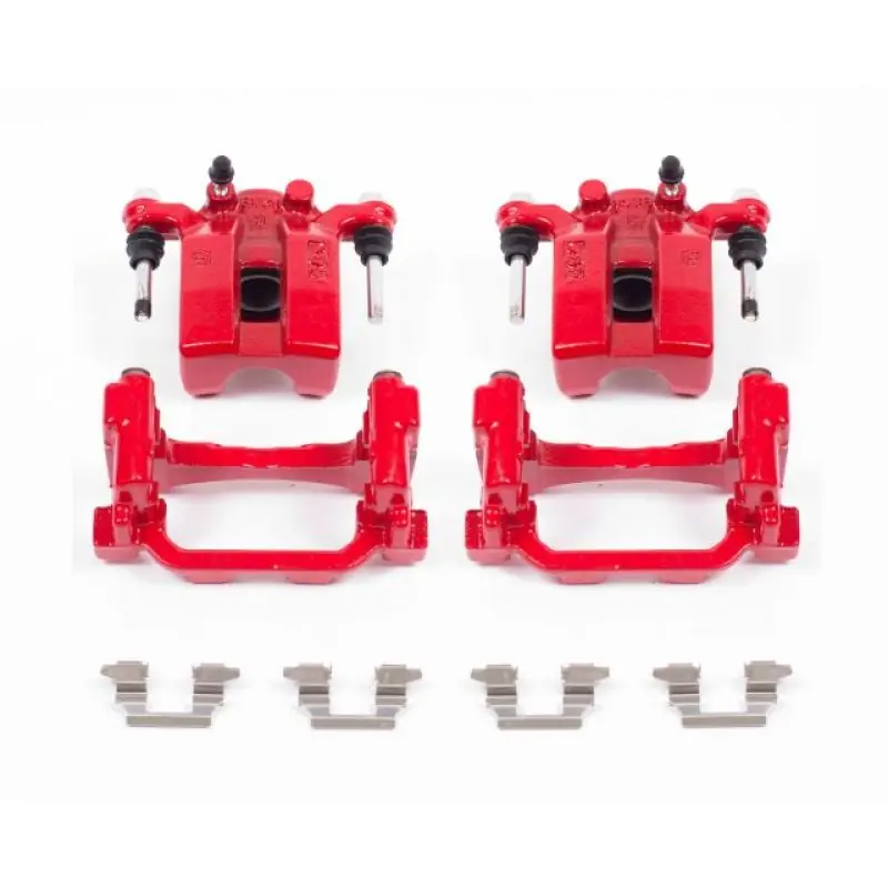 Power Stop 07-08 Infiniti G35 Rear Red Calipers w/Brackets - Pair (PSBS3738)