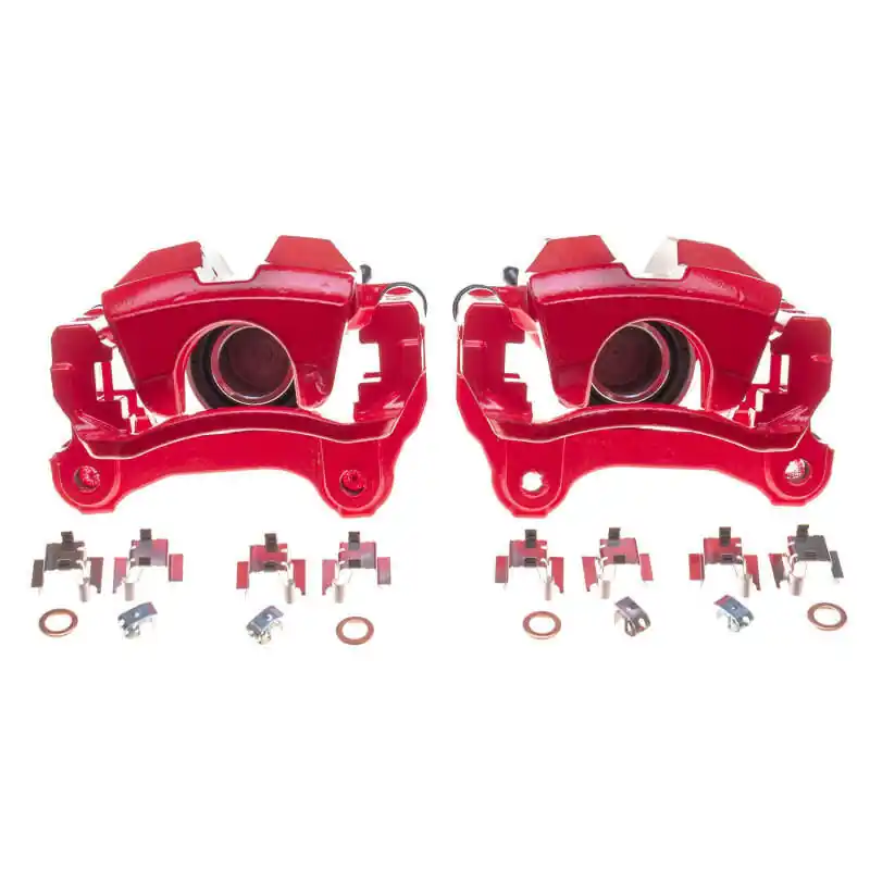 Power Stop 13-18 Lexus GS350 Rear Red Calipers w/Brackets - Pair (PSBS7140)