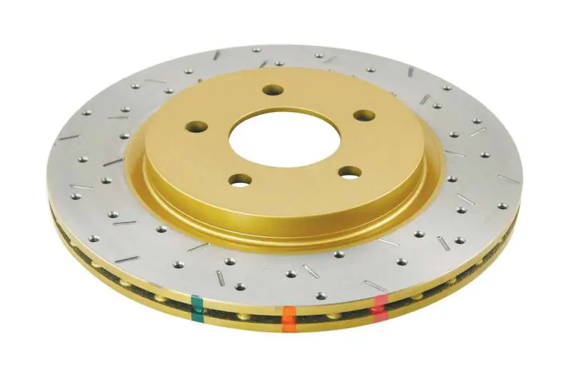 DBA 05-13 Ford Mustang GT/V6 Rear Drilled & Slotted 4000 Series Rotor w/ Gold Hat (DBADBA42114XS)