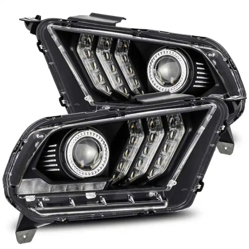 AlphaRex 10-12 Ford Mustang LUXX LED Proj Headlights Plank Style Black w/Activ Light/Seq Signal (ARX880115)
