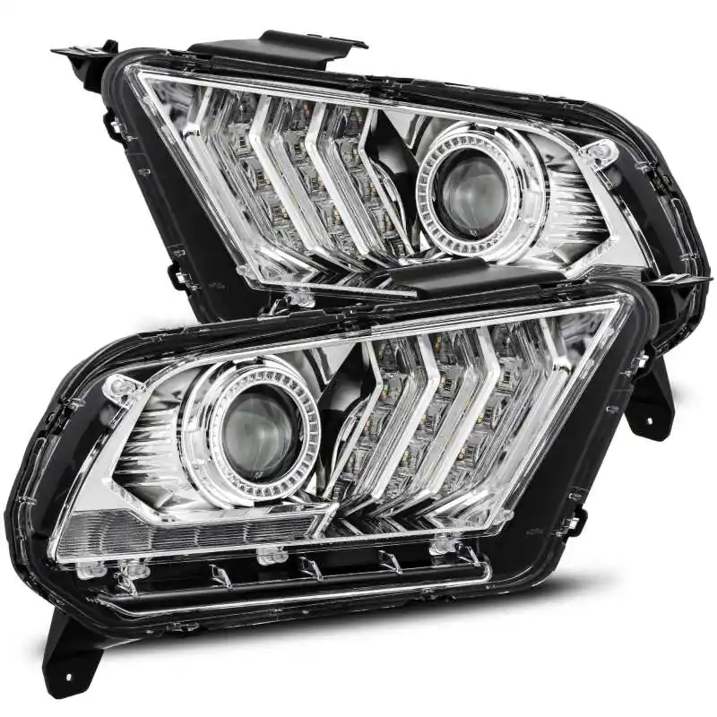 AlphaRex 10-12 Ford Mustang LUXX LED Proj Headlights Plank Style Chrome w/Activ Light/Seq Signal (ARX880117)