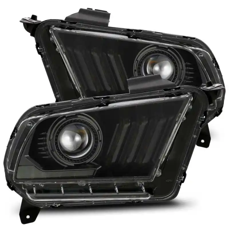 AlphaRex 10-12 Ford Mustang LUXX LED Proj Headlights Plank Style Alpha Blk w/Activ Light/Seq Signal (ARX880118)