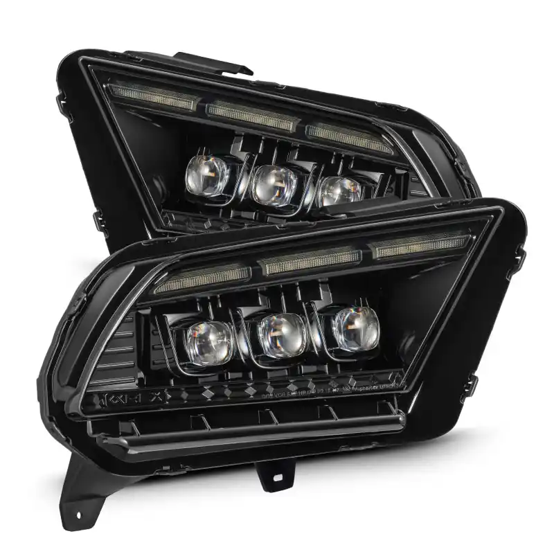 AlphaRex 13-14 Ford Mustang NOVA LED Proj Headlights Alpha-Blk w/Actv Light & Seq.Sig / SB DRL (ARX880488)