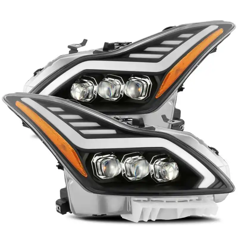 AlphaRex 08-13 Infiniti G37 Coupe SD NOVA LED Proj Headlights Plank Gloss Blk w/Activ Light/Seq Sig (ARX881985)