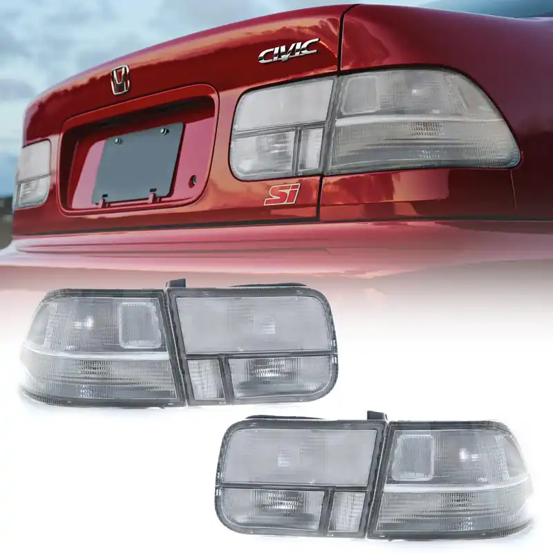NTXGlow Jdm Clear 4pcs Rear Tail Lights | 1996-2000 Honda Civic 2d Coupe)