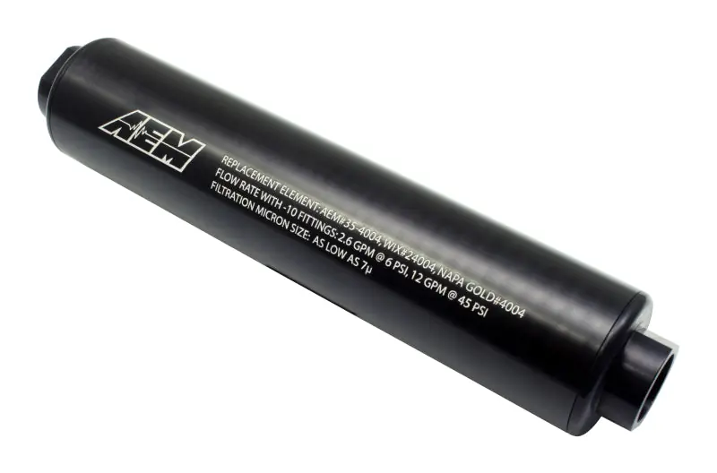 AEM Universal High Flow -10 AN Inline Black Fuel Filter (AEM25-201BK)